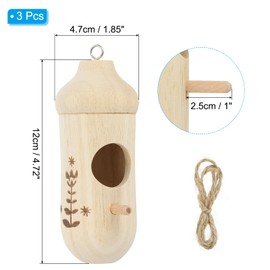 PATIKIL Hummingbird House, 3 Pcs Natural Wooden Bird Houses Hummingbird Houses for Outside for Nesting Feeders Home Garden Decoration Gardening Decor, Wooden