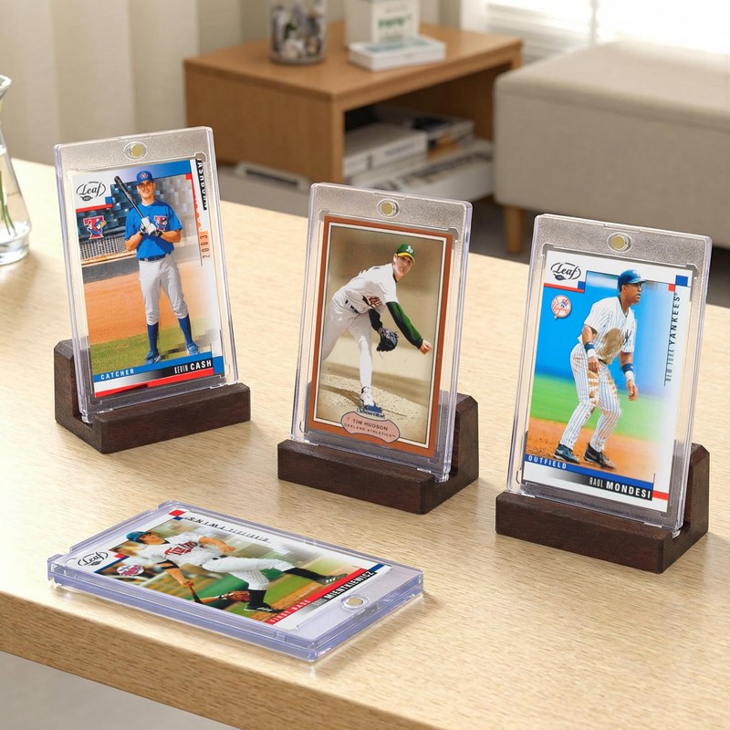 Junkin 3 Set Sport Card Display Walnut Trading Cards Displays