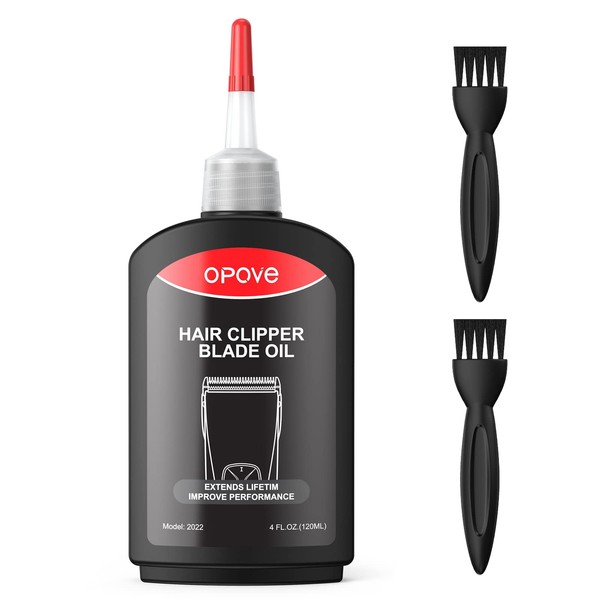 opove Premium Hair Clipper Blade Lubricating Oil for Clippers, Trimmers, Groomers, Rust Prevention, 4.05oz/120ml, 1 Pack with Clean Brushes