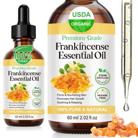 Organic Frankincense Resin Oil for Face 2.02 fl.oz, Reduces Fine Lines & Wrinkles, Soothes & Repairs Skin, Deep Hydration for Body, Anti-Aging Serum Frankincense Skin Essential Oil Wrinkle