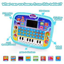 Toys for 1 2 3 Year Old Boys, Educational Toys Age 2 Year Old Boy Girls Toys Age 1 2 3 Kids' Electric Learning Toys Interactive Toy Kids Tablet for 1-2-3-4 Year Olds Girls Boys Toddlers Toys Gifts