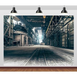 BELECO 5x3ft Fabric Abandoned Factory Backdrop Old Grungy Industrial Interior Background for Party Decorations Photo Booth Shoot Studio Props