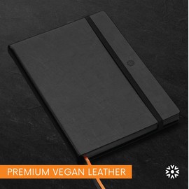Notsu Dotted Black Paper Journal | B5 Bullet Dot Grid Notebook with 160 Black Pages of Thick 150gsm Paper, Vegan Leather Hardcovers