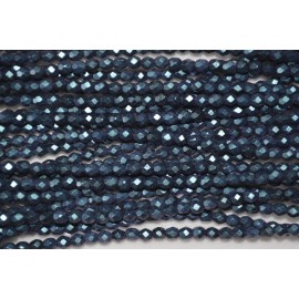 Czech Fire Polished 4mm round faceted glass beads - Polychrome Indigo Orchid