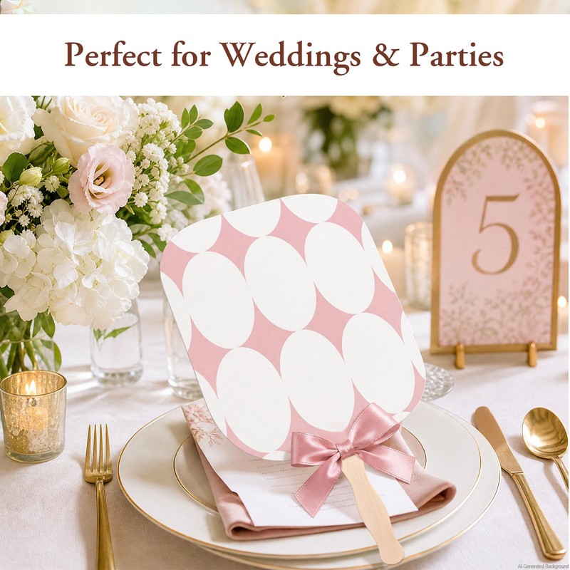 LJLGSZY 50 Set DIY Blank Wedding Fans Kit with Cardstock