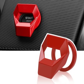 jeseny Universal Engine Start/Stop Button Cover, Aluminum Alloy Car Power Control Trim, Push to Start Button Cover Key Protective Cover for Civic CRV XRV Challenger Charger CHR (Red)