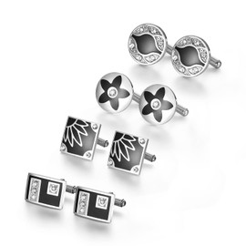 wynameleri Cufflinks Pack 4 Pairs Formal Business Shirts Dress Buttons Cuff Link Set for Men Box Packed T0204017
