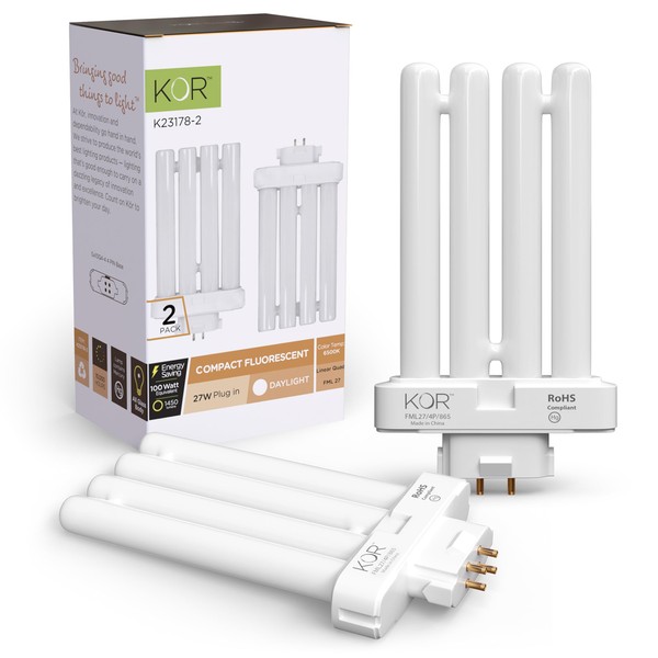 KOR Pack of 2 - FML27-65K Light Bulbs 27 Watt