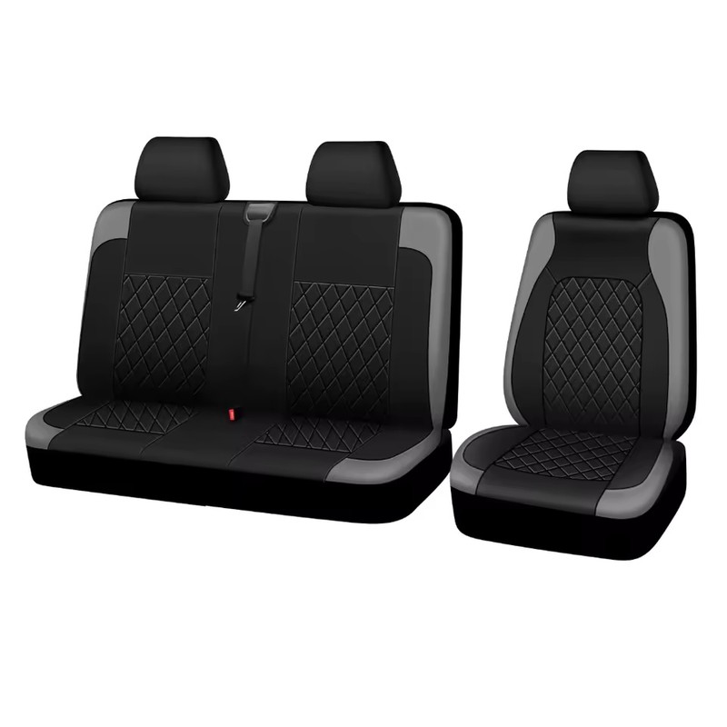 Black PU Leather 2+1 Van Front Seat Cover Set with