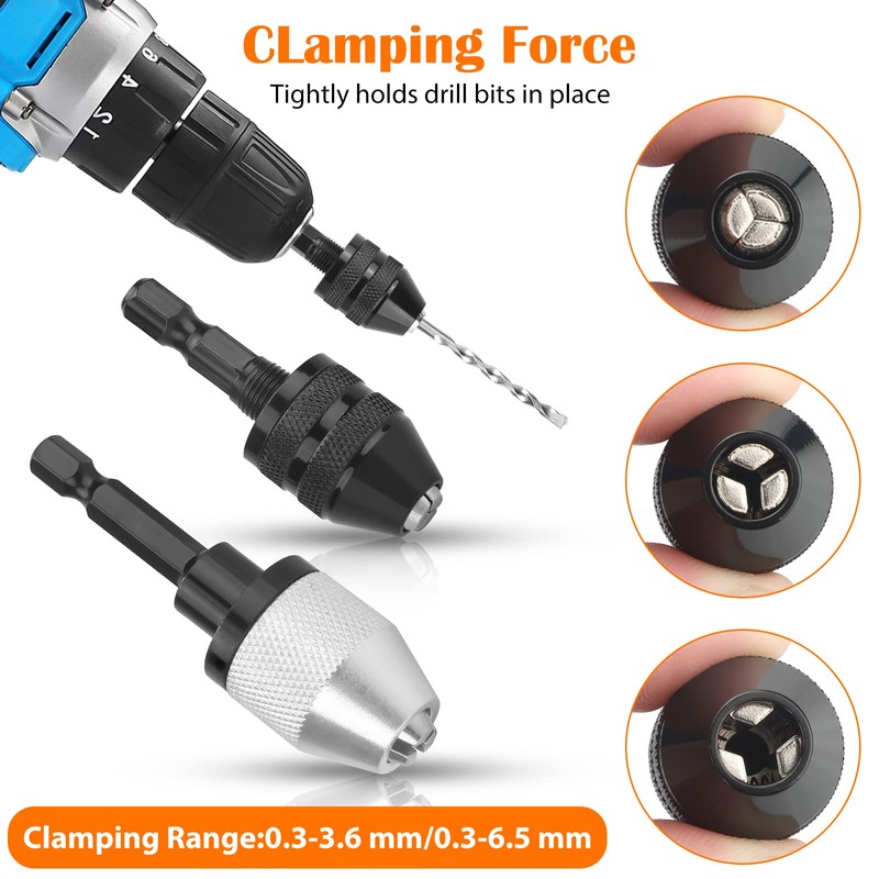 Keyless Drill Chuck Conversion Tool,2 Pcs 1/4 Inch Hex Shank