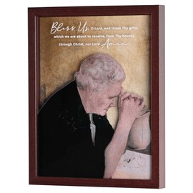 Dicksons Inspirational Hanging Wall Art Picture Frame For Living Room 12 x 15 Wood and Glass Gratitude Praying Woman Mock Etch