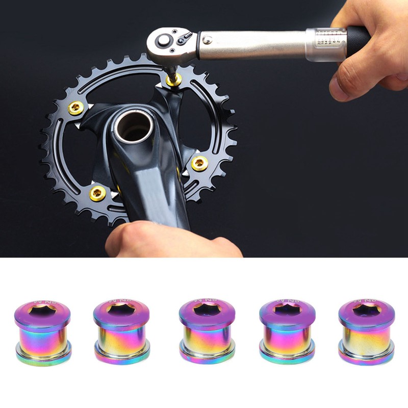 5Pcs 6.5mm Bike Single Chainring Screw Titanium Alloy Rust Protection