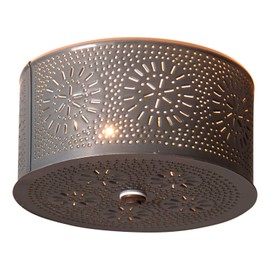 Irvin's Tinware Round Ceiling Light with Chisel in Country Tin