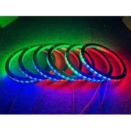 Sando Tech 6PCS 6.5'' Speaker Ring Light RGB Dream Color Chasing Flow LED Coxial Speaker Lights Spacer Lights Decorative Sounds Light Kit Bluetooth/Remote Control(6PCS)