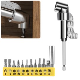 SOYANGNEK Angle Impact 12-Piece Set, 105°, L-Shaped, Hex Screwdriver Drill, Socket Wrench, Long Axis, Extension Tool, Screwdriver Socket Adapter, L-Shaped, Hex Magnetic Bit Socket, Compatible with