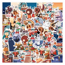 110pcs Cute Hilda Stickers, Cartoon Adventure Stickers Packs for Kids Teens, Vinyl Waterproof Hilda Decals for Water Bottles Laptop Scrapbook Notebook Bike Skateboard Luggage Guitar