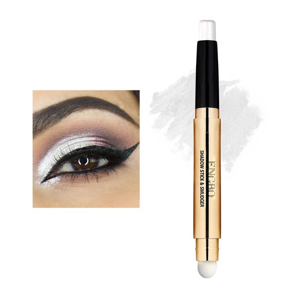 Prreal Double Ended Bright Eyeshadow Stick, Pearl Eyeshadow Stick, Glitter Eyeshadow Stick Soft Brush (01 Spacer Pearl White)