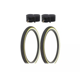 F&R Original Lowrider PAIR YELLOWLINE BICYCLE ORIGINAL LOWRIDER TIRES W/TUBES 20" X1.75" BRICK TREAD