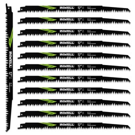 INWELL 12-Inch Wood Pruning Reciprocating Saw Blades 12-Piece, 5TPI, Sawzall Blades Wood, CR-V Steel Universal Saw Blades Set with Storage Box