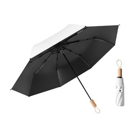 erised's bifrost Minimalist Nordic Style Small Sun Protection for Folding Umbrella 8 Ribs Travel Outdoor UV Protection Wooden Handle Suitcase Compact Pocket Umbrella Women and Children, White