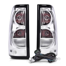 GRAND ORANGE White Clear Tail Lights Assembly Rear Lights w/Wiring Harness Compatible with Chevy Silverado 2003 2004 2005 2006 Driver & Passenger Side Tail Lamps Clear Lens GM2800174 GM2801174