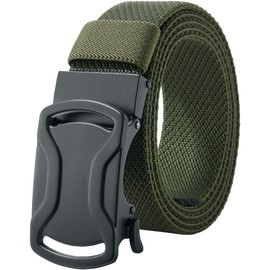 LionVII Belt, Men's, Extendable, Auto Lock, Nylon Belt, Work, Sports, Climbing, Golf, Outdoor Belt, Stretchable, No Holes, Stepless Adjustment, Alloy Automatic Buckle, Width 1.4 inches (35 mm) Length
