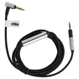 vhbw Audio AUX Cable Compatible with Bose SoundLink OE2, OE2i, On-Ear 2 Headphones - Audio Cable 3.5 mm Jack Plug, 150 cm, Black, Silver
