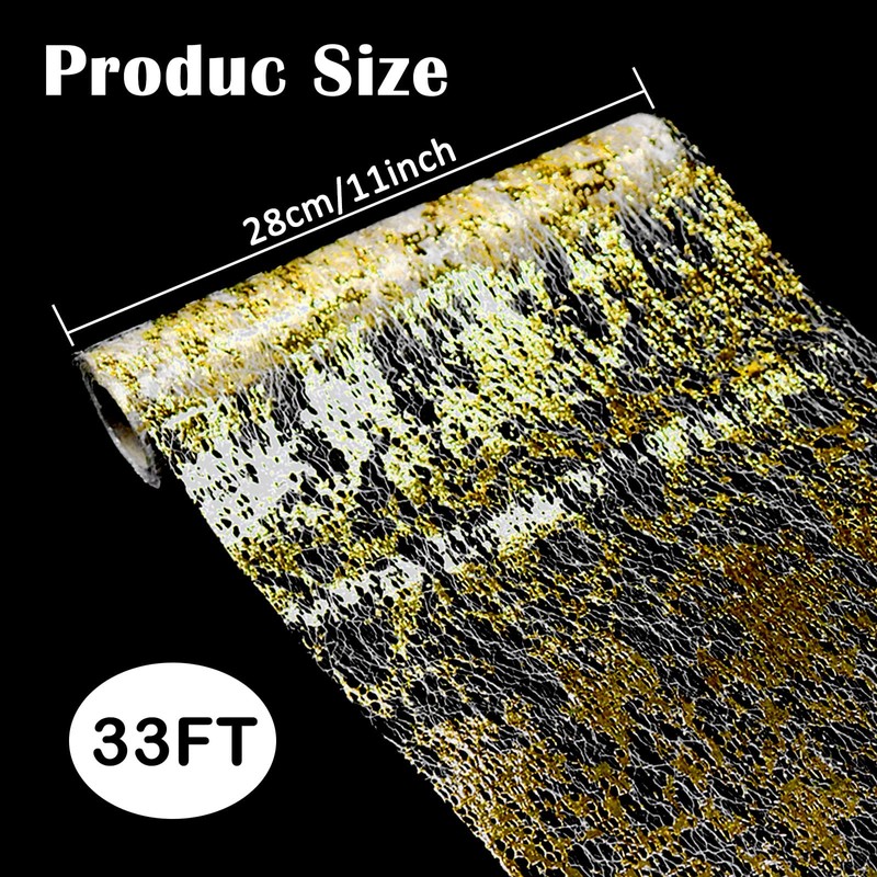 Modixun Gold Table Runner, Ultra Long Glitter Metallic Foil Thin