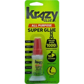 Krazy Glue All Purpose Brush-On Superglue, 5 g, Quick Dry, No-Clog Adhesive for Ceramic, Plastic, Wood, Glass, Porcelain, Metal, Leather & More