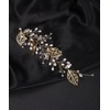 Deniferymakeup Gold Leaves Hair Vine Pearls Hair Vine Bridal Headpiece