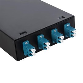 4 Port Wallmount Box Fiber Optic Terminal encloure with 8 Strand LC UPC singlemode OS1 Colorful pigtials and 4 pcs Duplex LC Adaptor Loaded