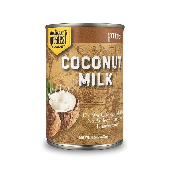 Nature's Greatest Foods, Pure Coconut Milk, No Guar Gum, Unsweetened, Easy Open Lid, 13.5 Ounce (Pack of 12)