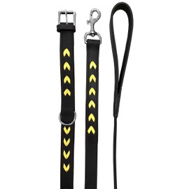 BRADLEY CROMPTON Genuine Leather Matching Pair Dog Collar and Lead Set S