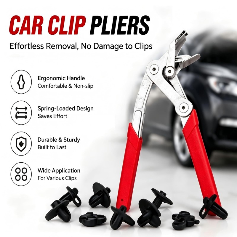 SSimder Car Clip Pliers, Spring-Loaded Push Pin Remover for Door
