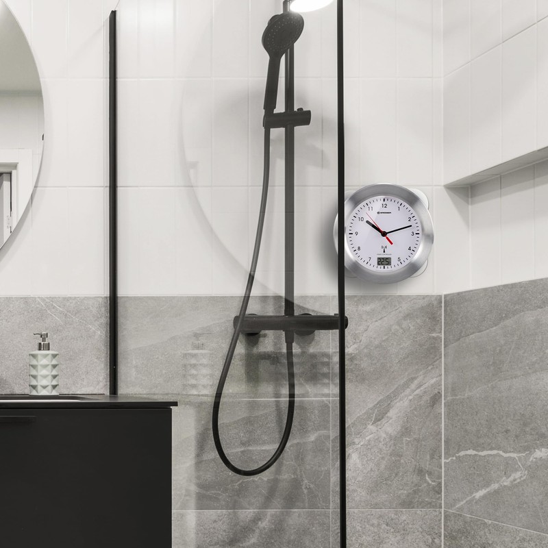 Bresser MyTime Bath 8020114 Bathroom Wall Clock with Temperature Display