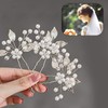 3 PCS Bridal Pins – Silver Crystal Flower Headpieces with
