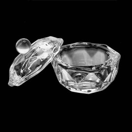HUIOP Acrylic Liquid Powder Dappen Dish Bowl with Lid Crystal Glass Cup Nail Art Tool for Manicure Care Nail Treatment, Transparent