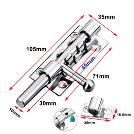 4 Inch Door Bolt Lock Stainless Steel Door Latch Barrel Sliding Lock Silver Solid Door Lock Bolts for Bathroom Bedroom Garden Shed Doors