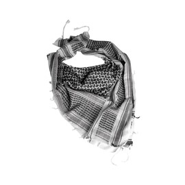 Cotton Shemagh Tactical Desert Keffiyeh Scarf Arab Sun Hat Wrap Soft SAS Army Military Heack Neck Mask Scarf (White & Black)