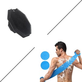Silikonschwamm und Duschbürste, Körperbürste aus weichem Silikon, mit Schwamm, Körperpeeling-Bürste mit Massageeffekt, geeignet für alle Hauttypen