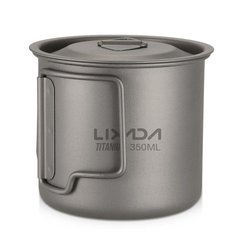 Lixada Lightweight Titanium 3 Pieces Set Titanium 750ml Pot 350ml