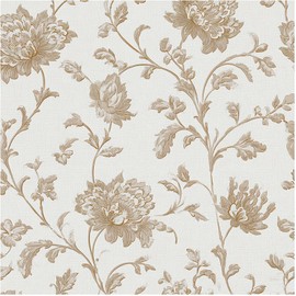 Nuxovilar Peel and Stick Vinyl Floor Tiles, 12x12 Inch Beige Floral Vine Pattern, Self-Adhesive Flooring (10 Pcs)