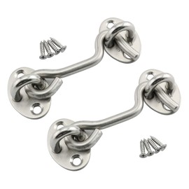 RLECS 2pcs Hook Eye Latch Lock 304 Stainless Steel Security Home Hardware Accessories Wind Brace Silent Holder Window Safety Stopper Cabin Hook Door Latch 3"