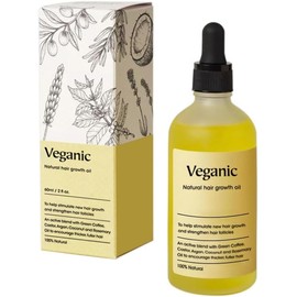 Veganic Aceite Natural para Crecimiento Capilar, con Café Verde, Aceite de Argán, Coco y Romero, Antifrizz, 60ml