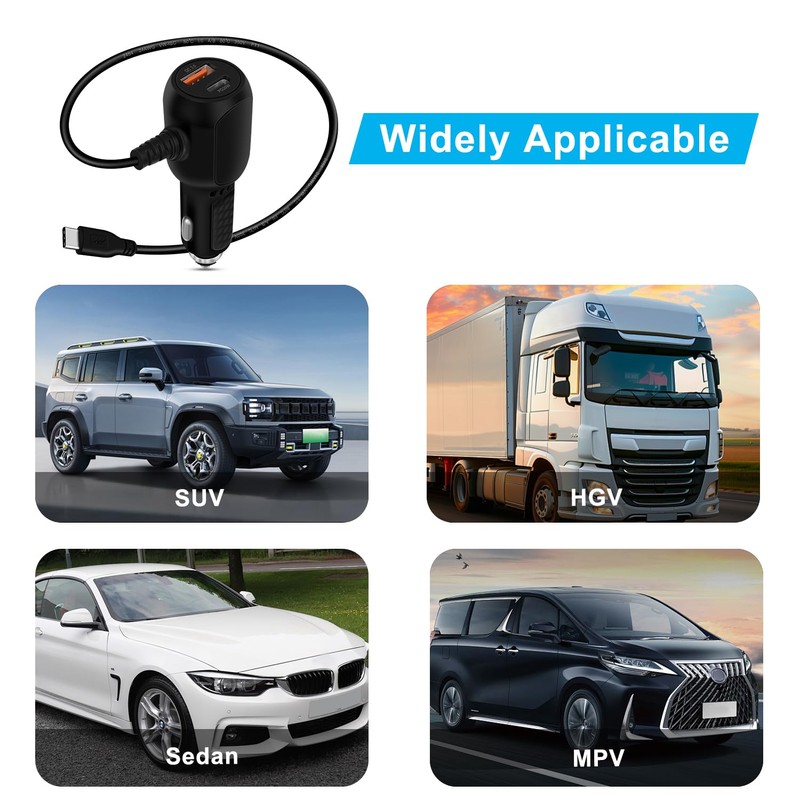 YINGAYOU Cavo da USB C Accendisigari per Auto 20W 40W