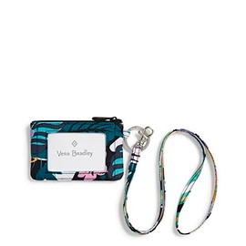 Vera Bradley Women's Recycled Lighten Up Reactive Zip ID Case and Lanyard Combo, Island Floral, One Size