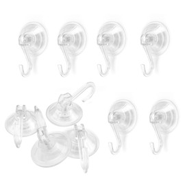 0XBIT Suction Cups with Hooks, Pack of 10 Hooks, Suction Cup, Hook Suction Cup, Extra Strong Suction Power, No Punching Required, Load 5 kg, Suction Hook is Suitable for Bathroom, Kitchen and Windows