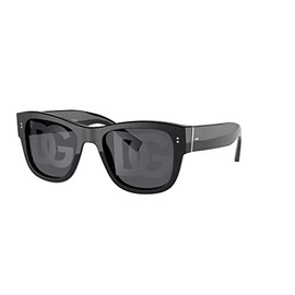 Dolce & Gabbana DG4338-501/M Sunglasses Black Dark Grey Tampo Silve 52MM
