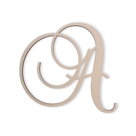 Jess and Jessica Wooden Letter A, 4" Long x 1/4" Thick – Large Wooden Letters for Wall Decor, Unfinished Monogram Cursive Large Letters for Wall Decor or Kids' Nursery Design - Brock Script Font