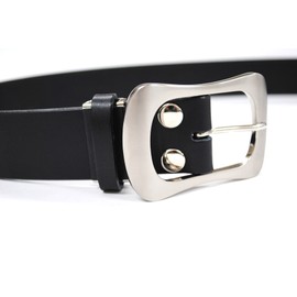 Bellabel Cowhide Leather Belt Tanned Plain Buckle Leather Belt 40 [Made in Japan], Black